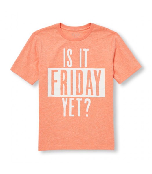 childrens place peach /white  is it friday yet graphic tee